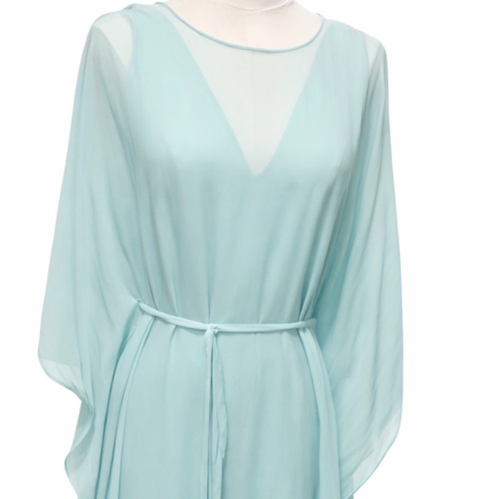 BCBGMAXAZRIA Suzy Draped Asymmetric Mint Green Aqua Silk Dress - Picture 5 of 14